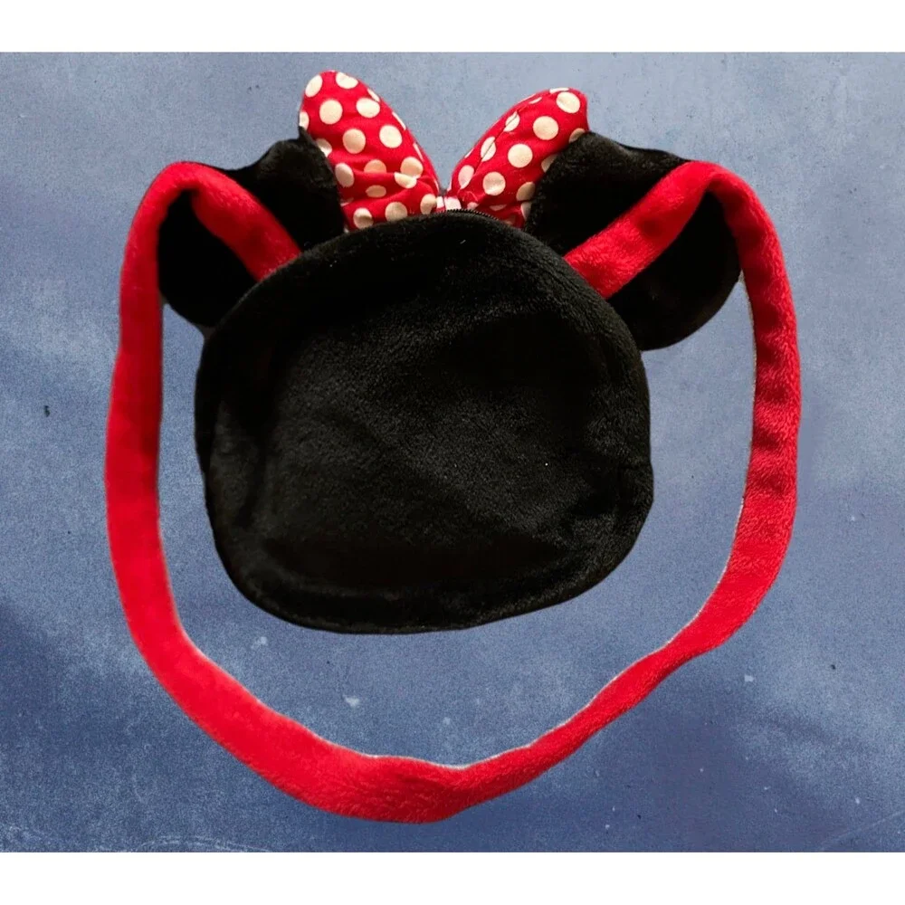 Disney Minnie Mouse Plush Crossbody Bag - Black, Red, White